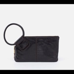 Hobo Wristlet Bag -  Black Leather